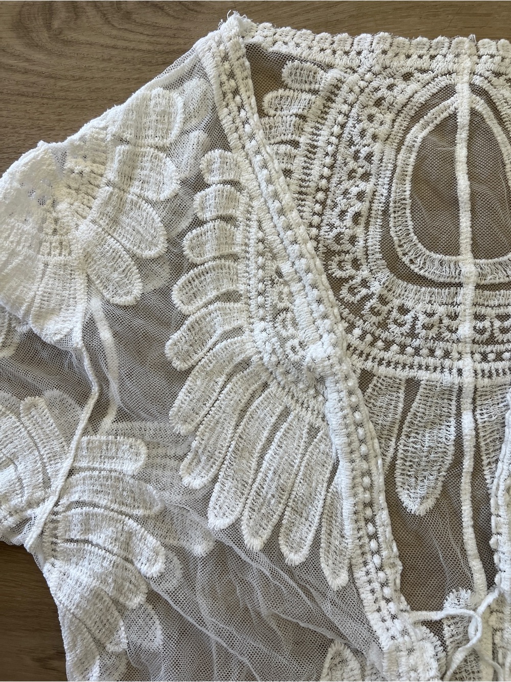 Sheer White Embroidered Crochet Beach Cover Up